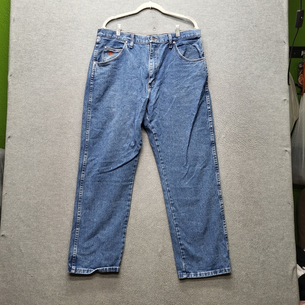 Wrangler Men Jeans 36X30 Blue Denim 20X Relaxed Western Westerncore Logo Patch